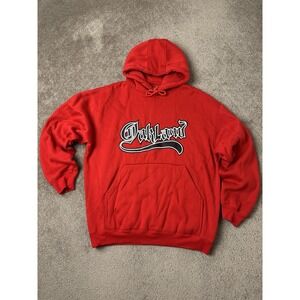Vintage Mens Red Hoodie 90s DARLAND Skateboard Y2K Streetwear, Size XL